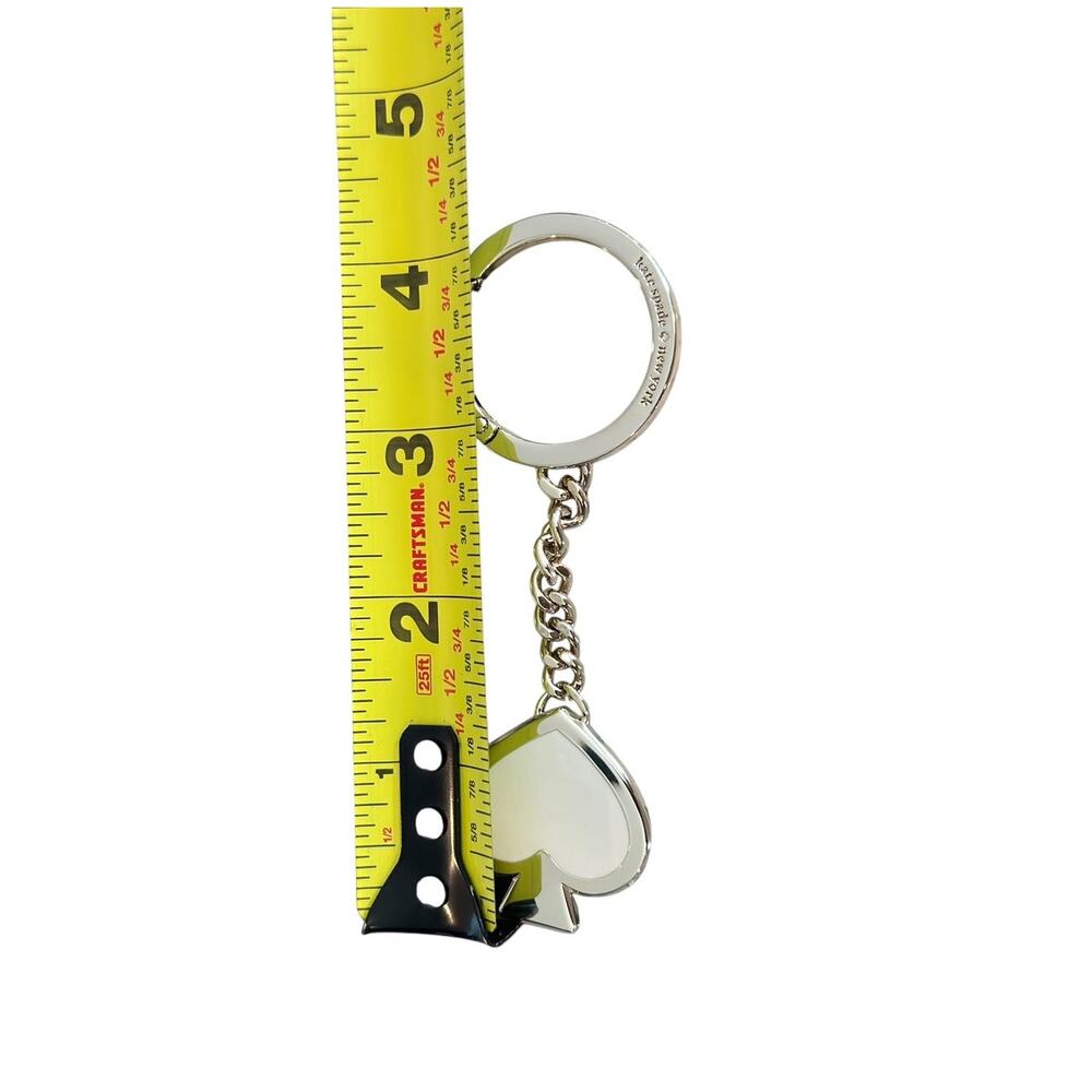Kate Spade Spade shape Keyfob bag charm white/ black Gold tone - Picture 8 of 9